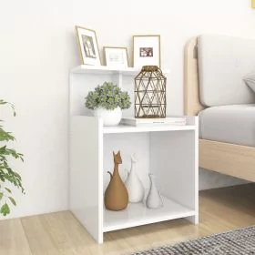 Bedside Table - NORTON 2 Piece Nightstand White 40cm