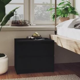Bedside Table - BOLTON Nightstand Black 50cm