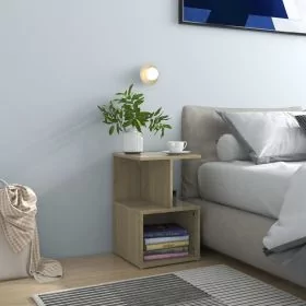 Bedside Table - MARLOWE 2 Piece Nightstand Sonoma Oak 35cm