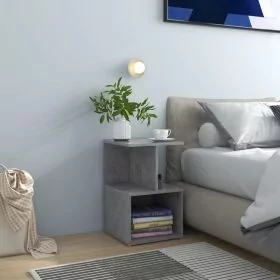 Bedside Table - MARLOWE 2 Piece Nightstand Concrete Grey 35cm