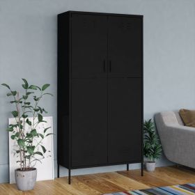 Wardrobe Black 90x50x180cm Steel