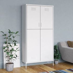 Wardrobe White 90x50x180cm Steel