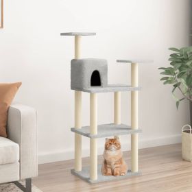 Cat Tree with Sisal Scratching Posts Light Grey 118.5 cm