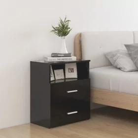 Bedside Table - CHELSEA Nightstand Black 50cm