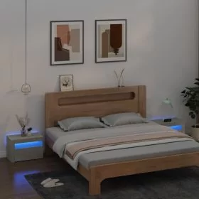 Bedside Table - ATHENS 2 Piece Nightstand Concrete Grey 60cm