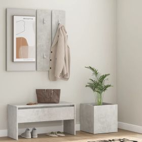 Hallway Furniture Set Concrete Grey Engineered Wood - Baoli