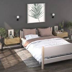 Bedside Table - Jemi Jay 2 Piece Nightstand Sonoma Oak 60cm