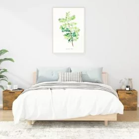 Bedside Table - MESA 2 Piece Nightstand Smoked Oak 40cm