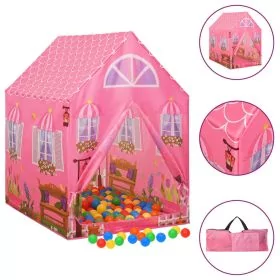 Children Play Tent with 250 Balls Pink 69x94x104cm