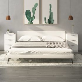 Bedside Table - MIDLAND 2 Piece Nightstand White 40cm