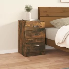 Bedside Table - LUBBOCK Nightstand Smoked Oak 40cm