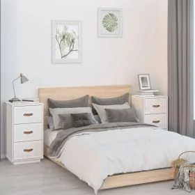 Bedside Table - LUGANO 2 Piece Nightstand White 40cm