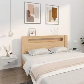 Bedside Table - BRESCIA 2 Piece Nightstand Grey Sonoma 50cm