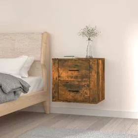 Bedside Table - BOULDER Nightstand Smoked Oak 50cm