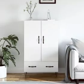 Highboard High Gloss White 69.5x31x115 cm Engineered Wood