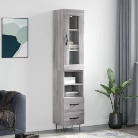 Highboard Grey Sonoma 34.5x34x180 cm Engineered Wood
