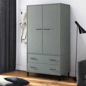 Wardrobe - OSLO 2 Door 2 Drawer Wardrobe with metal legs Grey 90cm