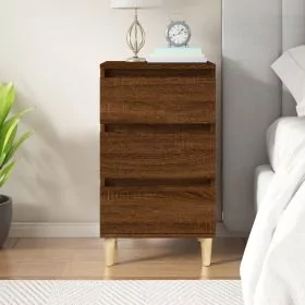 Bedside Table - MONTGOMERY Nightstand Brown Oak 40cm