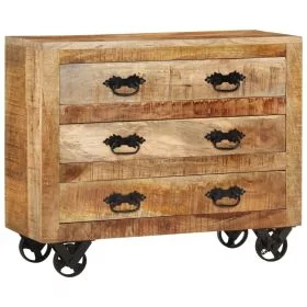 Sideboard with 3 Drawers 80x30x65 cm Solid Rough Wood Mango