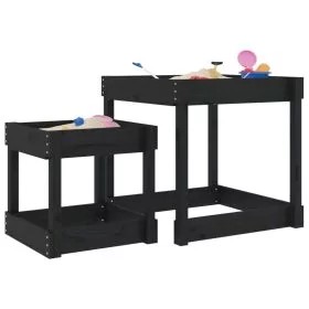 Sand Tables 2 Pcs Black Solid Wood Pine