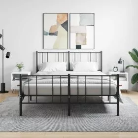 Bedside Table - ROGERS Sol 2 Piece Nightstand White 40cm
