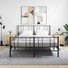 Bedside Table - MANNING Seb 2 Piece Nightstand Sonoma Oak 40cm