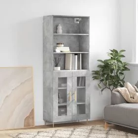 Highboard Concrete Grey 69.5x34x180 cm Engineered Wood