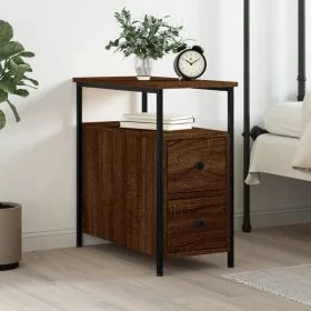 Bedside Table - ROLAND Nightstand Brown Oak 30cm