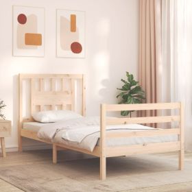 Bed Frame with Headboard 100x200 cm Solid Wood