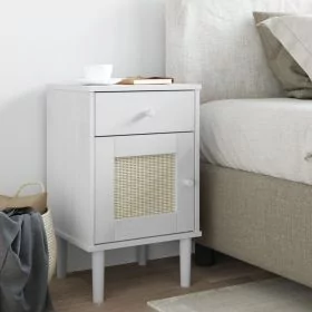 Bedside Table - NASHVILLE Nightstand White 40cm