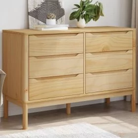 FLUWA Oak Finish Chest of Drawers - Large-sized, 6 Drawers, Double