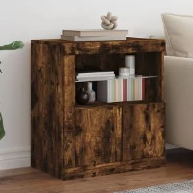 Sideboard with LED Lights Smoked Oak 60.5x37x67 cm