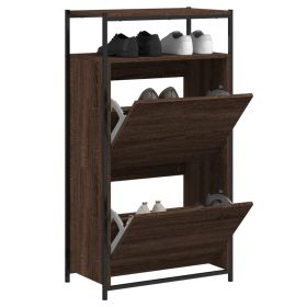 Shoe Cabinet Brown Oak 60x34x112 Engineered Wood