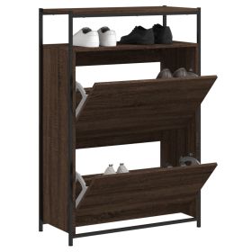Shoe Cabinet Brown Oak 75x34x112 Engineered Wood