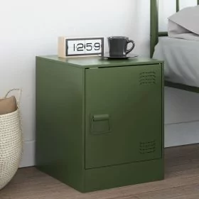 Bedside Cabinet Olive Green 34.5x39x44 cm Steel - vid-841615