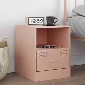 Bedside Cabinet Pink 34.5x39x44 cm Steel - vid-841753