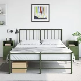 Bedside Cabinets 2 pcs Olive Green 34.5x39x62 cm Steel - vid-841772