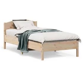 Bed Frame with Headboard 75x190 cm Small Single Solid Wood Pine