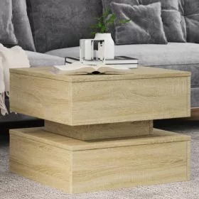 Coffee Table with LED Lights Sonoma Oak 50x50x40 cm - vid-839856