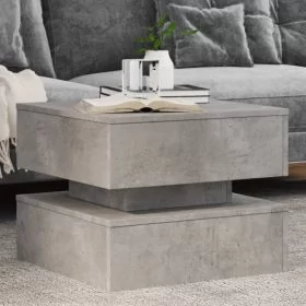 Coffee Table with LED Lights Concrete Grey 50x50x40 cm - vid-839857