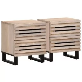 Bedside Cabinets 2 pcs 40x33x46 cm Solid Wood Bleached Mango - vid-377433