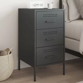 Bedside Cabinet Black 36x39x68 cm Steel - vid-843078