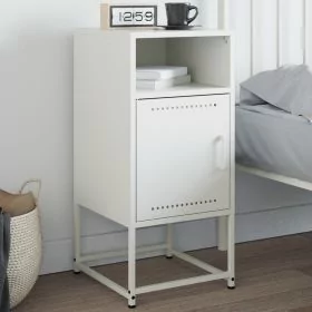 Bedside Cabinet White 36x39x78 cm Steel - vid-846576