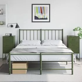 Bedside Cabinets 2 pcs Olive Green 36x39x78 cm Steel - vid-846587