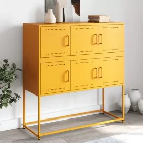 Sideboard Mustard Yellow 100.5x39x107 cm Steel - vid-846599