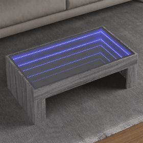 Coffee Table with Infinity LED Grey Sonoma 90x50x30 cm