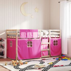 Bunkbed Pink 90x190cm Single Solid Wood Pine