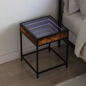 Bedside Table with Infinity LED Smoked Oak 40x40x51 cm - vid-3284093