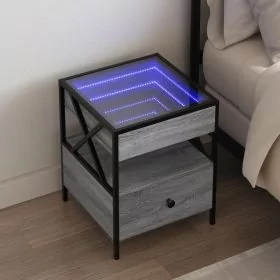 Bedside Table with Infinity LED Grey Sonoma 40x40x51 cm - vid-3284104