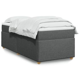 Box Spring Bed with Mattress Dark Grey 90x200cm Fabric